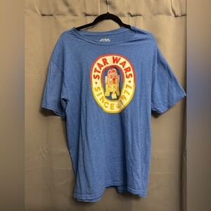 Star Wars Blue R2-D2 Vintage Logo Tee with Red & Yellow Accents